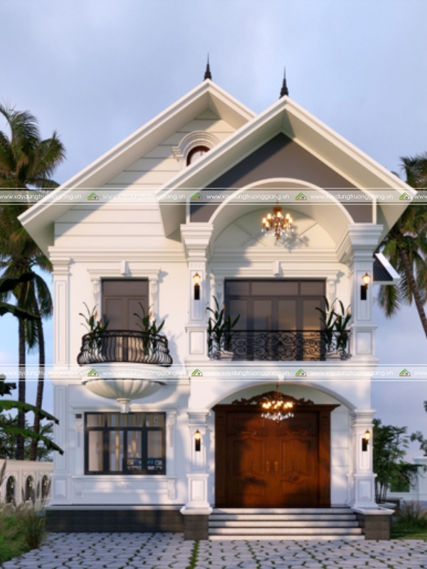 Mẫu nhà 2 tầng mái thái có sân vườn