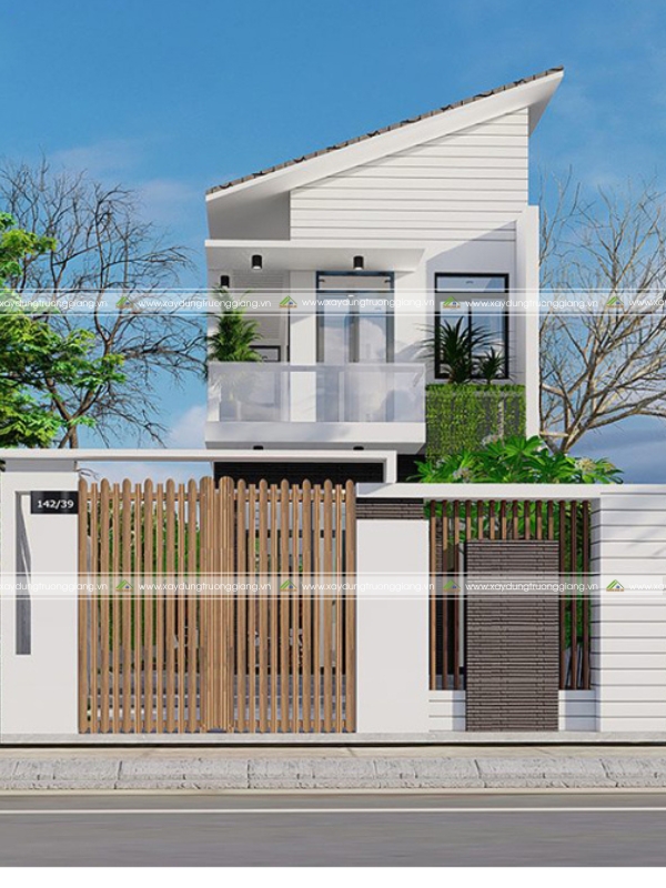 Nhà mái xéo trẻ trung mặt tiền ấn tượng