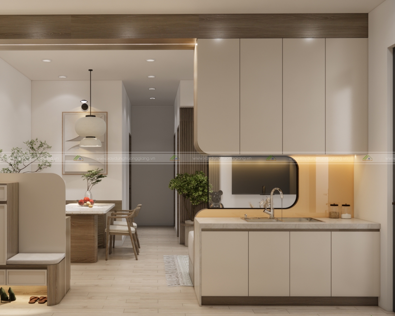 Hệ tủ đựng đồ trên dưới vừa thẩm mỹ và tiết kiệm không gian