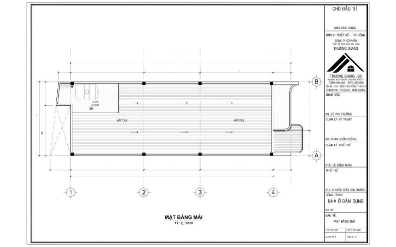 Mặt bằng mái để làm dự toán