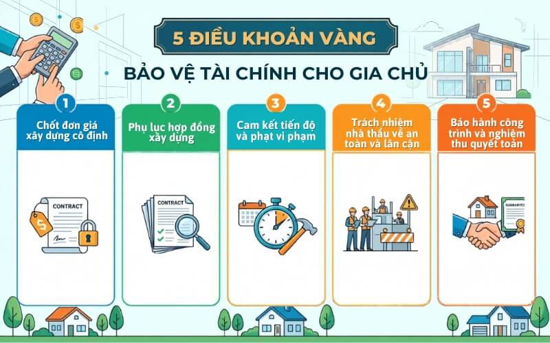 5 điều khoản vàng bảo vệ tài chính cho gia chủ khi xây nhà trọn gói