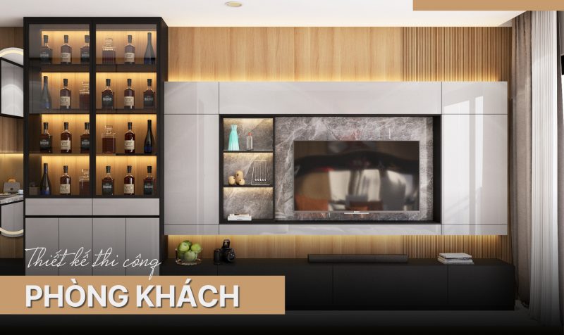 Thiết kế thi công phòng khách sang trọng