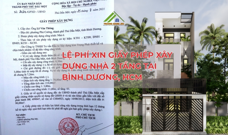 Lệ phí xin giấy phép xây dựng nhà 2 tầng tại Bình Dương,HCM