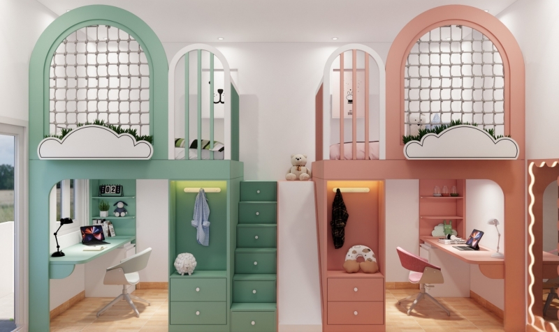 Thiết kế nội thất phòng ngủ cho bé gái